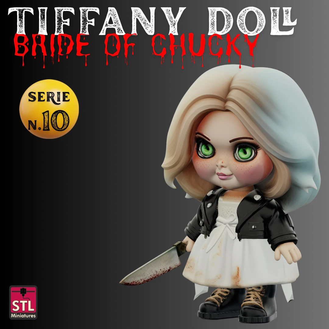 Arquivo STL Tiffany Valentine Noiva de Chucky Chibi Estilo 3D para impress&atilde;o em miniatura de terror Modelo de Impressão 3D .c4d .max .obj .3ds .fbx .stl .blend 