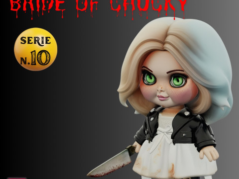 STL File Tiffany Valentine Bride of Chucky Chibi Style 3D Printable Horror Miniature Modèles 3D en vedette