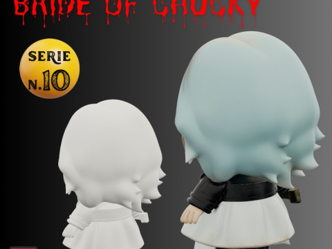 STL File Tiffany Valentine Bride of Chucky Chibi Style 3D Printable Horror Miniature Modelo de Impressão 3D