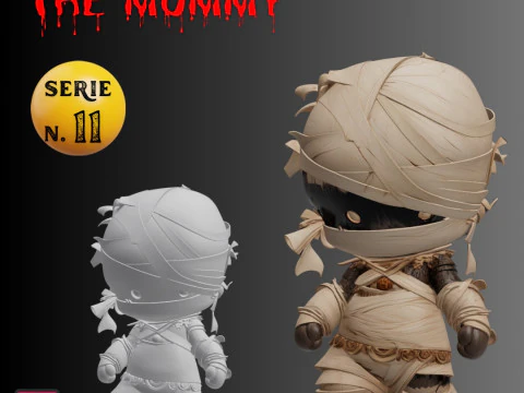 STL File Classic Mummy Chibi Imhotep Inspired Horror Miniature 3D Printable Model 3D Print Model