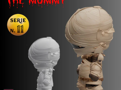 STL File Classic Mummy Chibi Imhotep Inspired Horror Miniature 3D Printable Model 3D Print Model