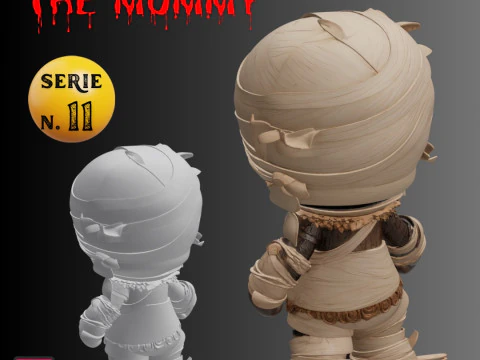 STL File Classic Mummy Chibi Imhotep Inspired Horror Miniature 3D Printable Model 3D Print Model