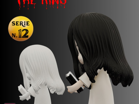 STL File Samara The Ring Chibi Style 3D Printable Horror Miniature 3D 打印模型
