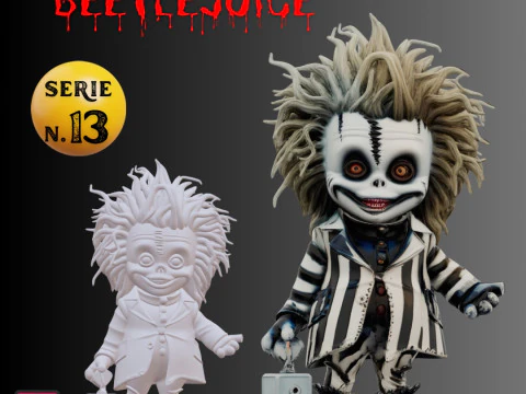 STL File Beetlejuice Beetlejuice 1988 Movie Chibi Style Horror Miniature 3D Printable Model 3D Print Model