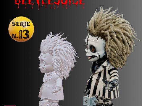 STL File Beetlejuice Beetlejuice 1988 Movie Chibi Style Horror Miniature 3D Printable Model Modello di stampa 3D