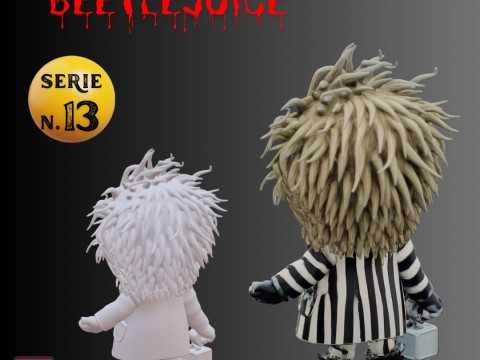 STL File Beetlejuice Beetlejuice 1988 Movie Chibi Style Horror Miniature 3D Printable Model Modello di stampa 3D
