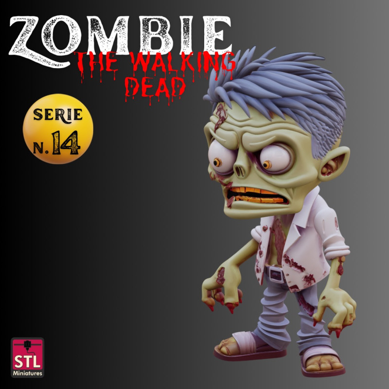 STL File Chibi Zombie Inspired by The Walking Dead Detailed Horror Miniature No Base Needed Modèles 3D en vedette .c4d .max .obj .3ds .fbx .stl .blend