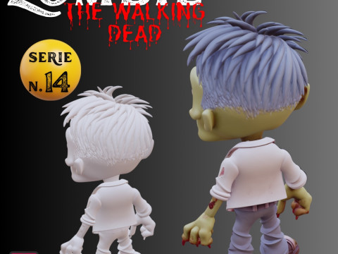 STL File Chibi Zombie Inspired by The Walking Dead Detailed Horror Miniature No Base Needed Modèles 3D en vedette