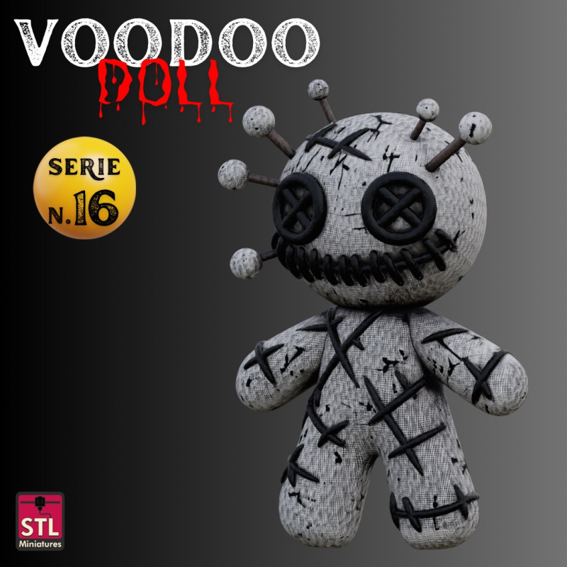 STL File Chibi Voodoo Doll Cute but Creepy Horror 3D Printable Miniature 3Dプリントモデル .c4d .max .obj .3ds .fbx .stl .blend 
