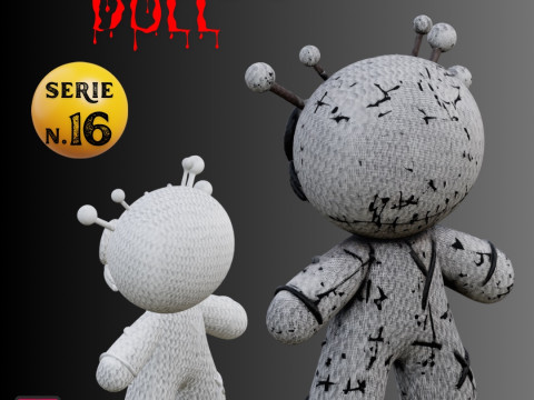 STL File Chibi Voodoo Doll Cute but Creepy Horror 3D Printable Miniature 3Dプリントモデル