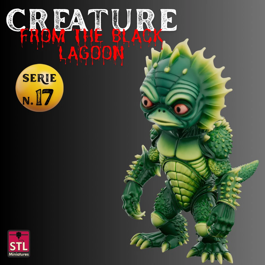STL File Creature from the Black Lagoon Chibi Horror Miniature 3D Printable Collectible 3D Print Model .c4d .max .obj .3ds .fbx .stl .blend