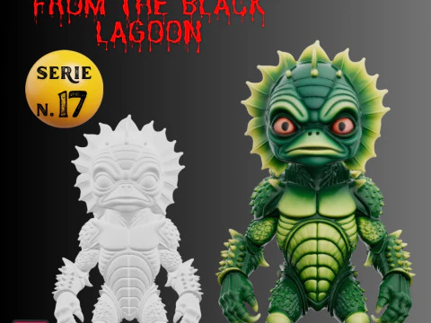 STL File Creature from the Black Lagoon Chibi Horror Miniature 3D Printable Collectible 3D Print Model