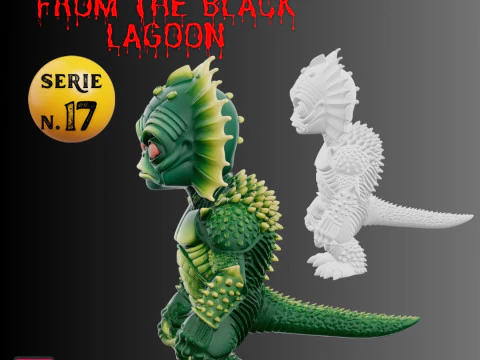 STL File Creature from the Black Lagoon Chibi Horror Miniature 3D Printable Collectible 3D Print Model