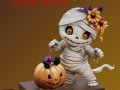 STL File Chibi Mummy with Pumpkin 3D Printable Halloween Miniature Modelo de Impressão 3D