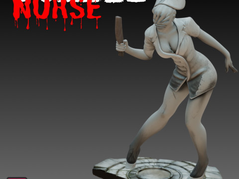 STL File Zombie Nurse with Club 3D Printable Horror Miniature Modelo de Impressão 3D