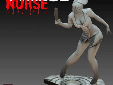 Arquivo STL Enfermeira Zumbi com Clube 3D em Miniatura de Terror para Impress&atilde;o Modelo de Impressão 3D