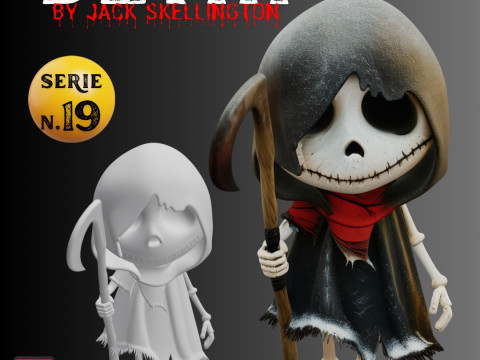 STL File Chibi Death inspired by Jack Skellington 3D Horror Miniature Modello di stampa 3D