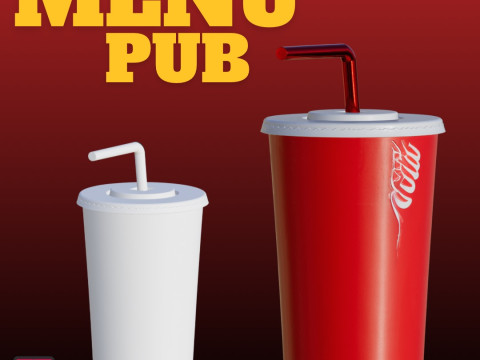 STL Files Chibi Pub Menu Set 3D Printable Burger Fries Drink Modèles 3D en vedette