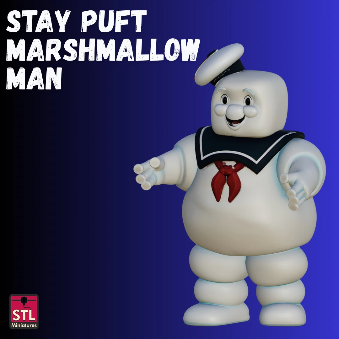 STL File Chibi Stay Puft Marshmallow Man 3D Printable Sweet Spooky Icon 3D Print Model .c4d .max .obj .3ds .fbx .stl .blend 