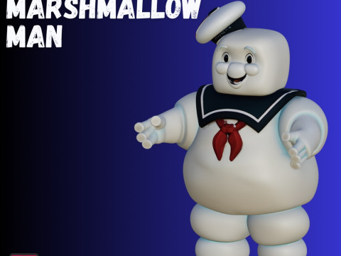 STL File Chibi Stay Puft Marshmallow Man 3D Printable Sweet Spooky Icon 3D प्रिंट मॉडल