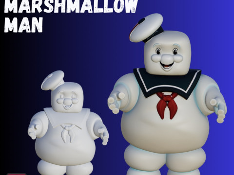 STL File Chibi Stay Puft Marshmallow Man 3D Printable Sweet Spooky Icon 3D प्रिंट मॉडल