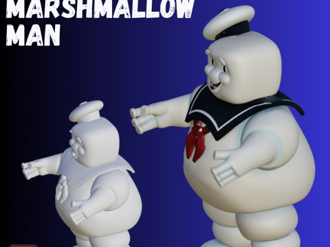 STL File Chibi Stay Puft Marshmallow Man 3D Printable Sweet Spooky Icon 3D प्रिंट मॉडल