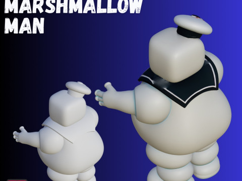 STL File Chibi Stay Puft Marshmallow Man 3D Printable Sweet Spooky Icon 3D प्रिंट मॉडल