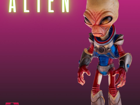 STL File Chibi Tech Alien Warrior 3D Printable Sci-Fi Horror Miniature 3D प्रिंट मॉडल