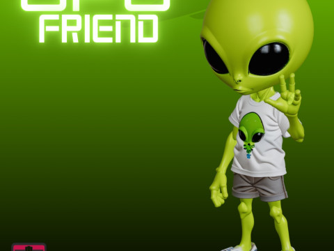 STL File Chibi Alien in Human Clothes 3D Printable Friendly Visitor 3D Print Model
