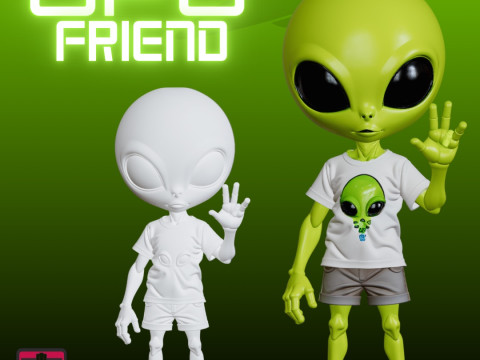 STL File Chibi Alien in Human Clothes 3D Printable Friendly Visitor 3D Принт Модель