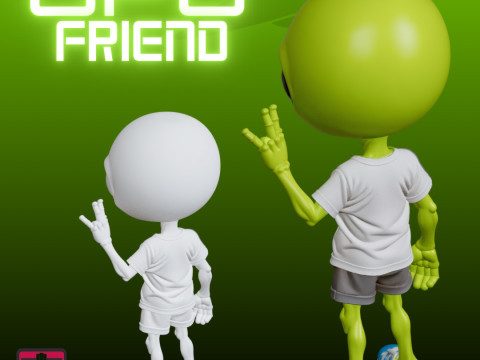 STL File Chibi Alien in Human Clothes 3D Printable Friendly Visitor 3D Принт Модель