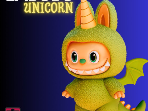STL File Chibi Labubu Unicorn-Dragon 3D Printable Rare Fantasy Creature 3Dプリントモデル