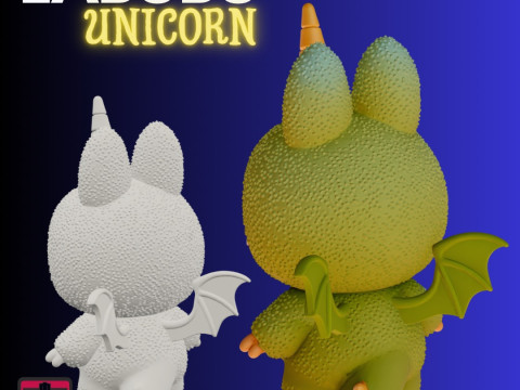 STL File Chibi Labubu Unicorn-Dragon 3D Printable Rare Fantasy Creature Modelo de Impressão 3D