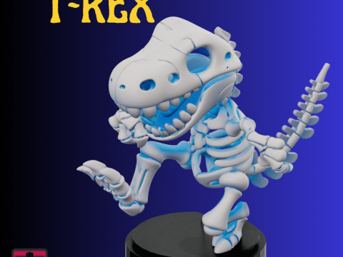 Runaway Bone-Rex STL File Chibi Skeleton T-Rex Comic Dinosaur Miniature Modelo de Impressão 3D