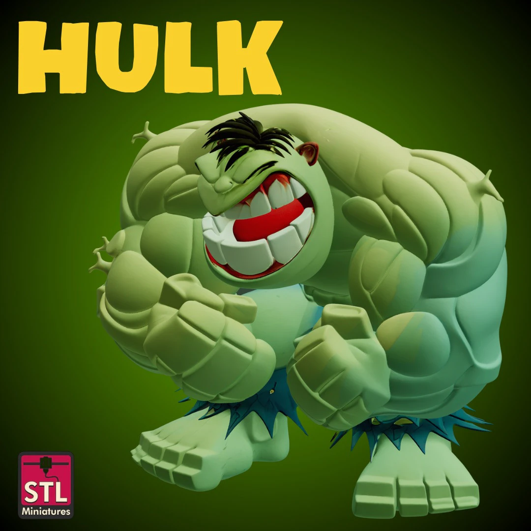 Hulk Smash STL File Cartoon Comic Hulk Superhero Miniature 3D Print Model .c4d .max .obj .3ds .fbx .stl .blend