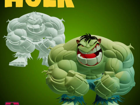 Hulk Smash STL File Cartoon Comic Hulk Superhero Miniature 3D Print Model