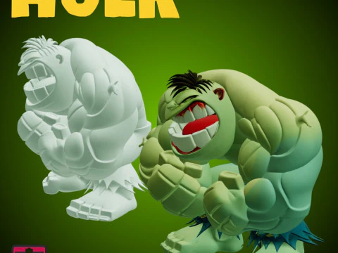 Hulk Smash STL File Cartoon Comic Hulk Superhero Miniature 3D Print Model