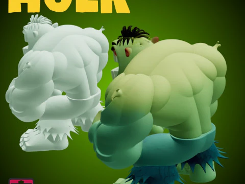 Hulk Smash STL File Cartoon Comic Hulk Superhero Miniature 3D Print Model
