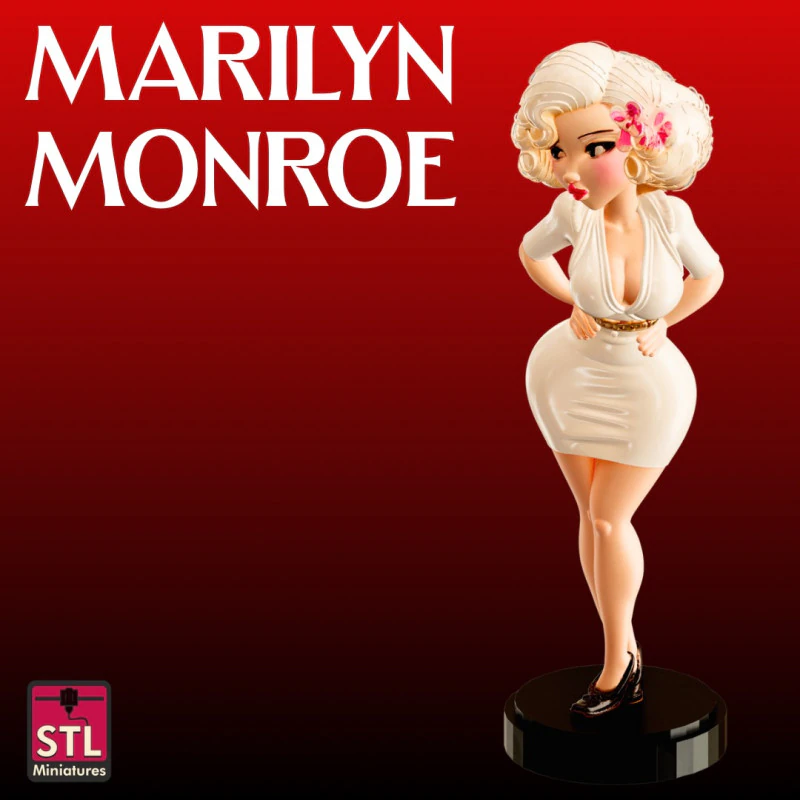 File STL Retro Walk Miniatur Bintang Muda Klasik Marilyn Monroe Model Cetak 3D .c4d .max .obj .3ds .fbx .stl .blend 