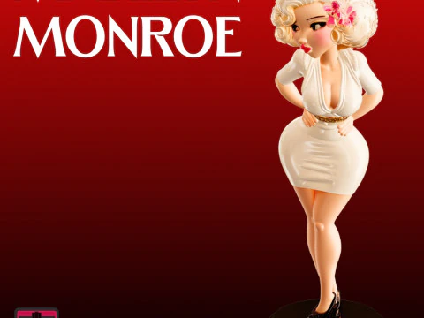 File STL Retro Walk Miniatur Bintang Muda Klasik Marilyn Monroe Model Cetak 3D