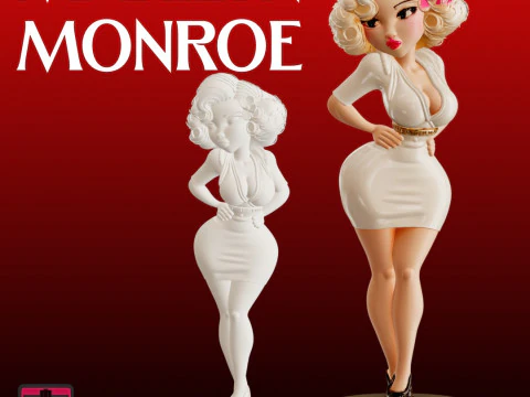 File STL Retro Walk Miniatur Bintang Muda Klasik Marilyn Monroe Model Cetak 3D