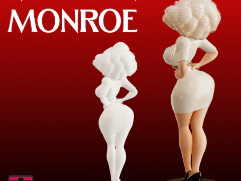File STL Retro Walk Miniatur Bintang Muda Klasik Marilyn Monroe Model Cetak 3D