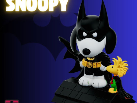 BatBeagle FeatherSidekick STL File Batman Snoopy Woodstock as Superheroes Comic Collectible 3D Print Model