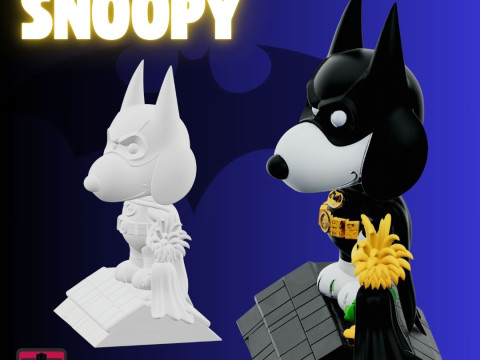 BatBeagle FeatherSidekick STL File Batman Snoopy Woodstock as Superheroes Comic Collectible Modelo de impresión 3D