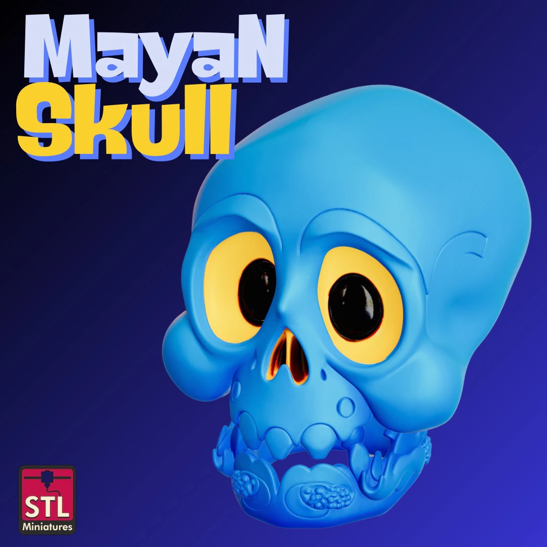 Jungle Skull STL File Cartoon Mayan-Inspired Skull Adventure Collectible Model 3D Print Model .c4d .max .obj .3ds .fbx .stl .blend 