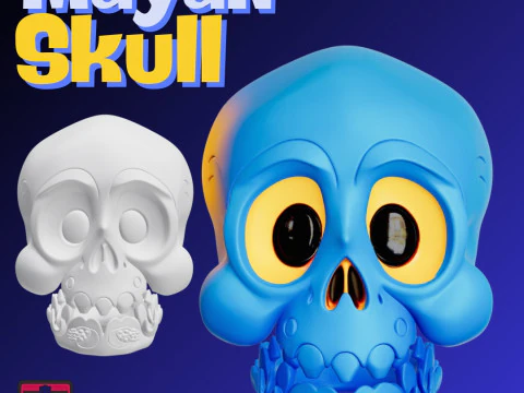 Jungle Skull STL File Cartoon Mayan-Inspired Skull Adventure Collectible Model 3D Print Model