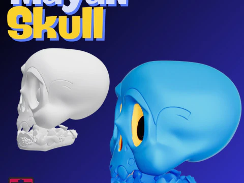 Jungle Skull STL File Cartoon Mayan-Inspired Skull Adventure Collectible Model 3D Print Model