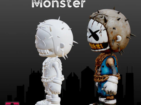 Urban Scream STL File Hypebeast Punk Monster Chibi Horror Collectible 3D Print Model