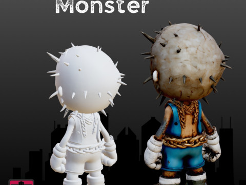 Urban Scream STL File Hypebeast Punk Monster Chibi Horror Collectible Modello di stampa 3D