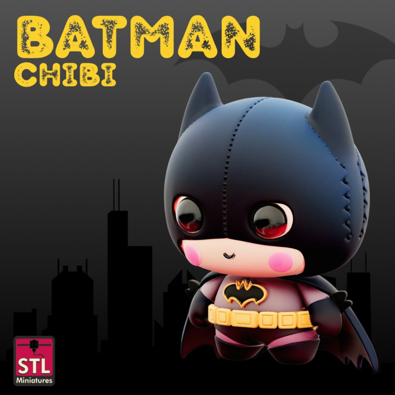 BatPaws STL File Chibi Animal as Batman Comic Critter Collectible 3D Druckmodell .c4d .max .obj .3ds .fbx .stl .blend
